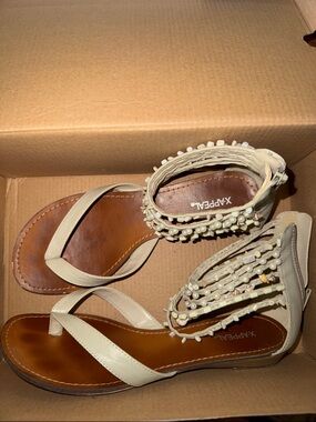 Xappeal Women's Ivory Beaded Gladiator Sandals